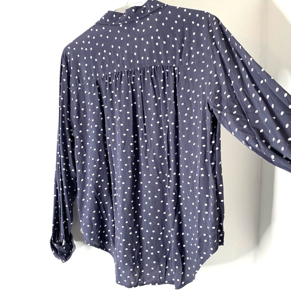 LOFT Navy White Polka Dot Button Blouse NWT - Picture 6 of 7